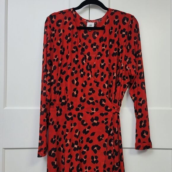 Cabi red leopard siren wrap dress, xxl - Picture 4 of 14